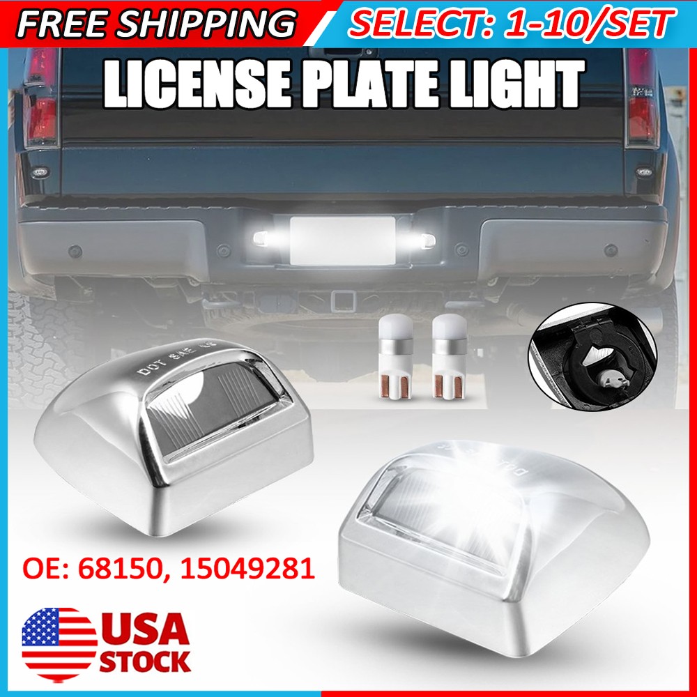 2-20x Fit Cadillac Escalade Chevy Suburban Rear License Plate Light Cover W/Bulb