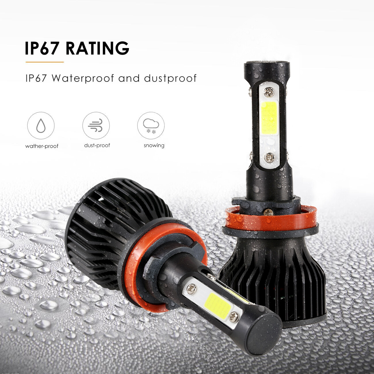 4-sides H11 LED Bulbs Headlight Low Beam Super Bright White 6500K 4500000LM Pair