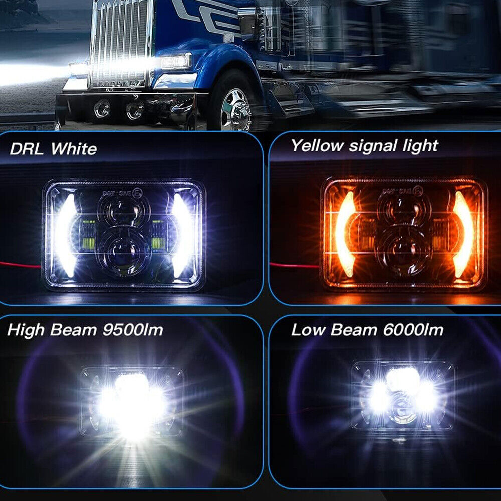 4PCS Fit 1982-1992 Chevrolet Camaro Z28 4×6″ LED Headlights Halo DRL Hi-Lo Beam