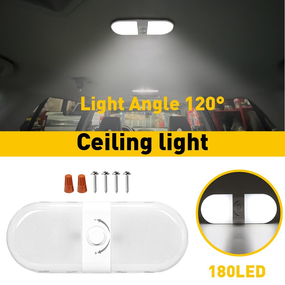 Dimmable 1700LM 3 Color Light Interior 12V24V Ceiling 120Led Dome Lamp RV Camper