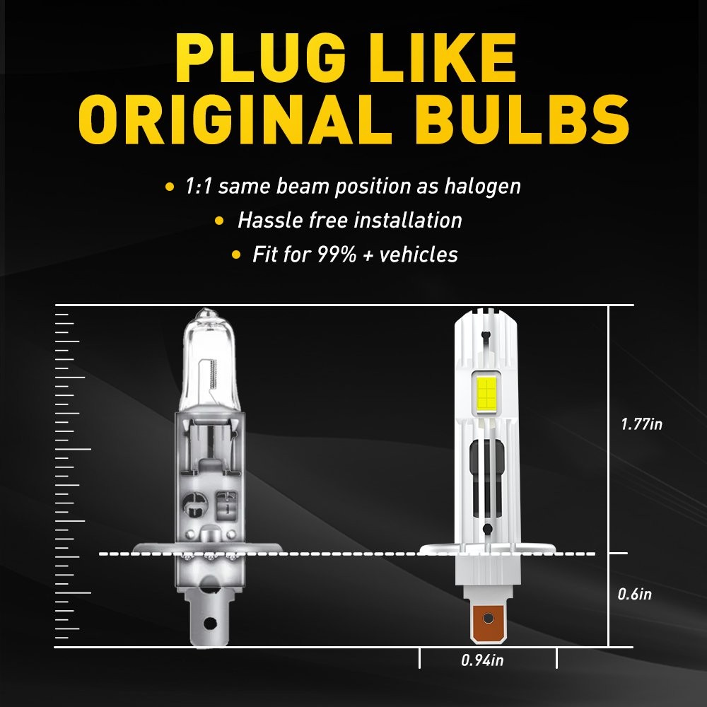 AUXITO H1 LED Headlight Bulb High Low Beam 6500K Super White 10000LM White SL
