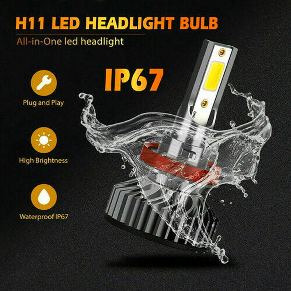 LED Headlight Kit H11 H8 H9 6000K White Fog Light 2Bulbs Bright High or Low Beam