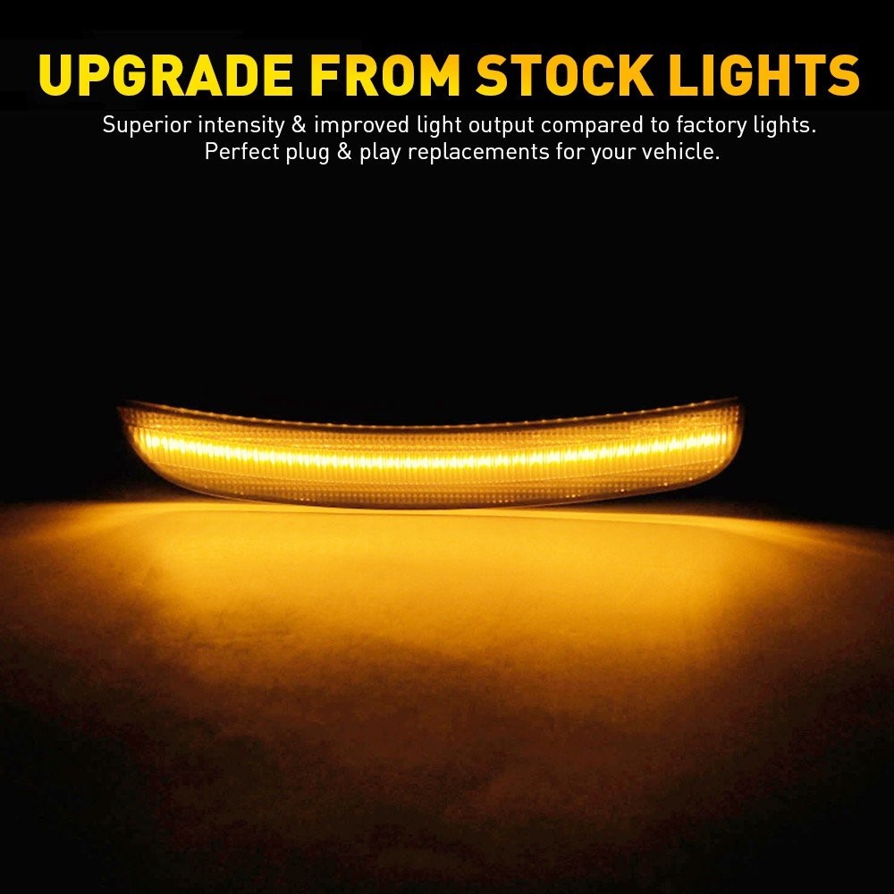 2PCS Amber LED Smoked Front Bumper Side Marker Lights For Chrysler 2015-2023 300