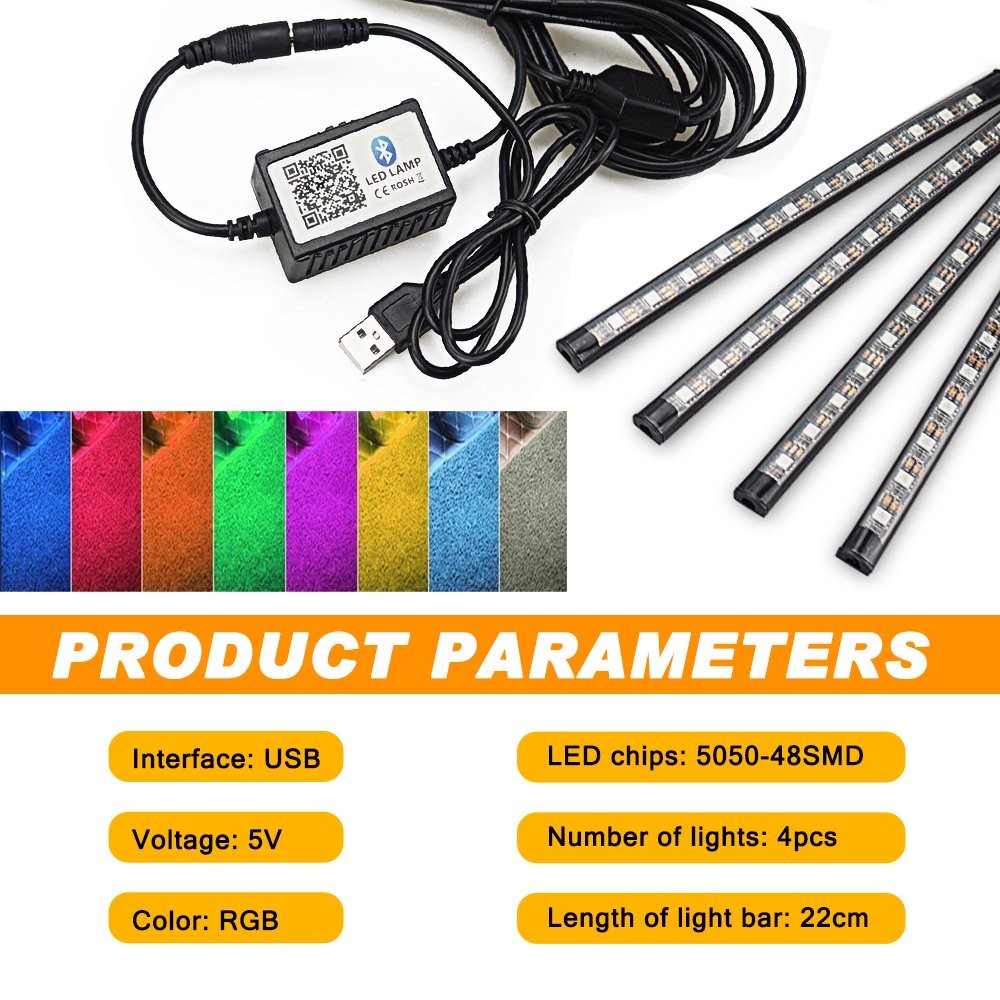 1T4 LED RGB Glow Interior Lamp Under Dash Footwell Seats Inside Lighting APP AAA