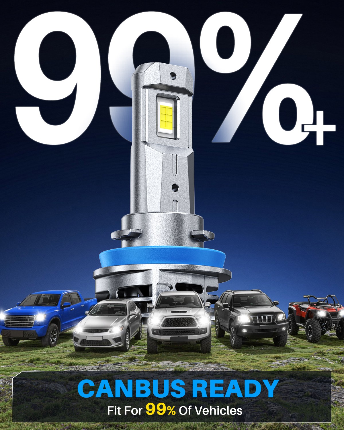 AUTOONE H8/H9/H11 40000LM LED Headlights Kit Hi/Low Beam High Power Bulbs 6500K