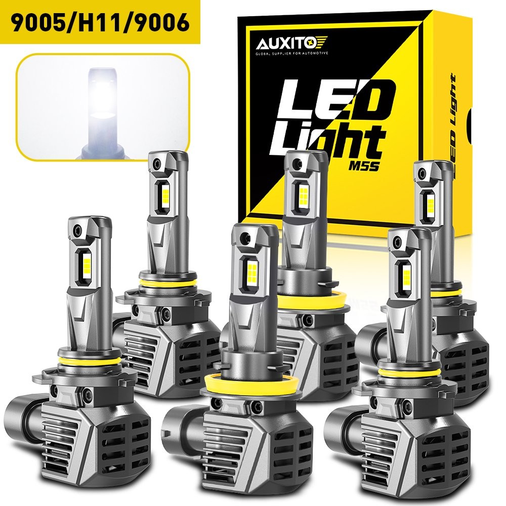 AUXITO 9005 9006 H11 LED Bulbs Combo Headlight Fog Light Kit White High Low M5EH