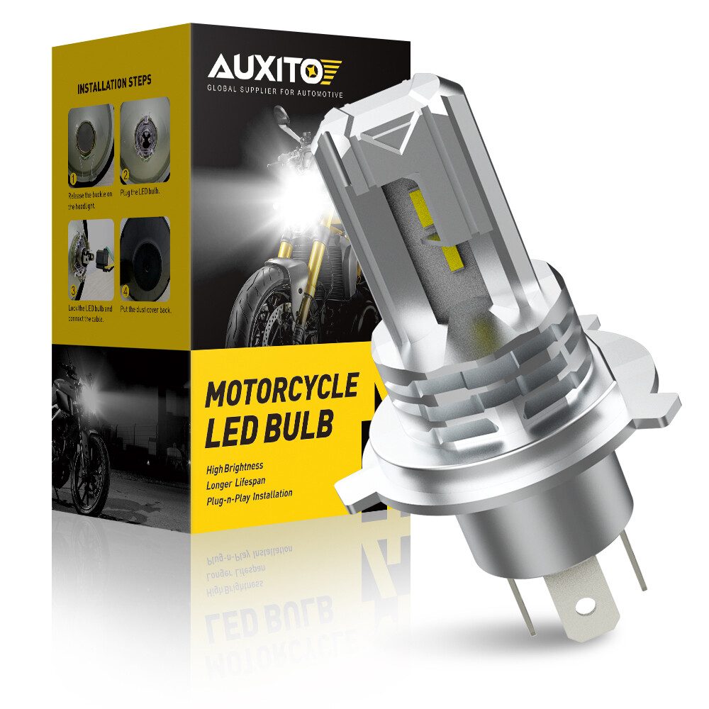 AUXITO H4 9003 HB2 H1S 6000LM Motorcycle LED Headlight Kit High Low Beam Bulb