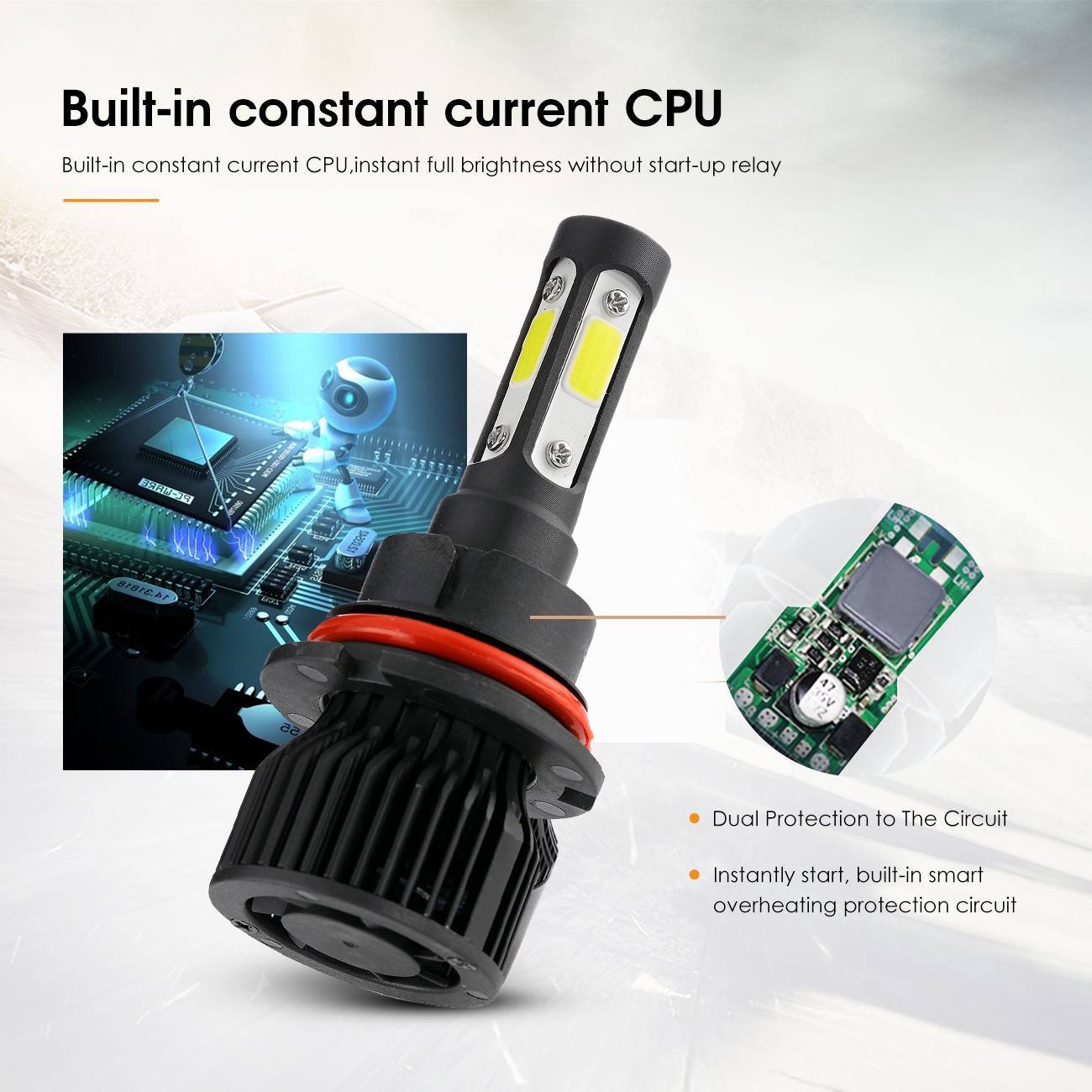 4Sides Combo 9007 H11 LED Headlight Comversion Kit High Low Beam Fog Light White
