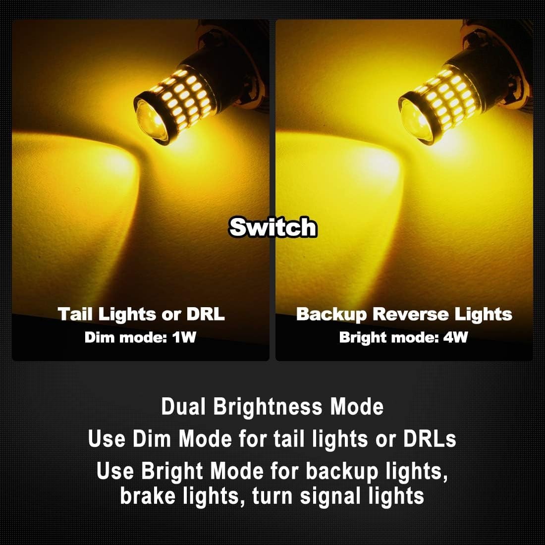 Plug & Play 3157 Amber LED Bulbs for Front/Rear Turn Signals – 50000 Hours Life