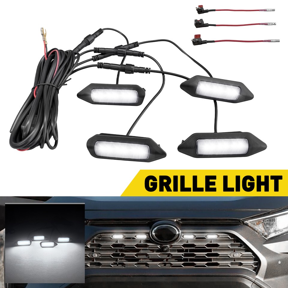 LED Grille DRL Lights + Harness 4x For Toyota RAV4 2019-2024 SE XLE XSE Limited