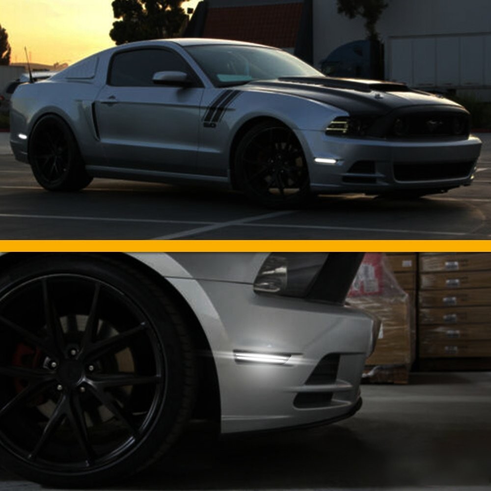 Front Left Right White LED Side Marker Lights For 2010 2011 2012-14 Ford Mustang