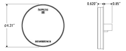 (2) 8 LED 4″ Round Light Clear/White Reverse Utility TecNiq LED Grommet Mount