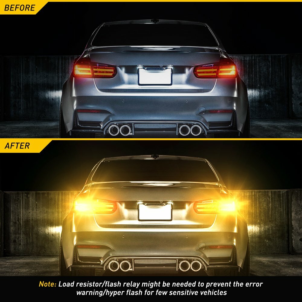 AUXITO 3000K Amber 3157 Anti Hyper Flash LED Turn Signal Light Bulb Canbus
