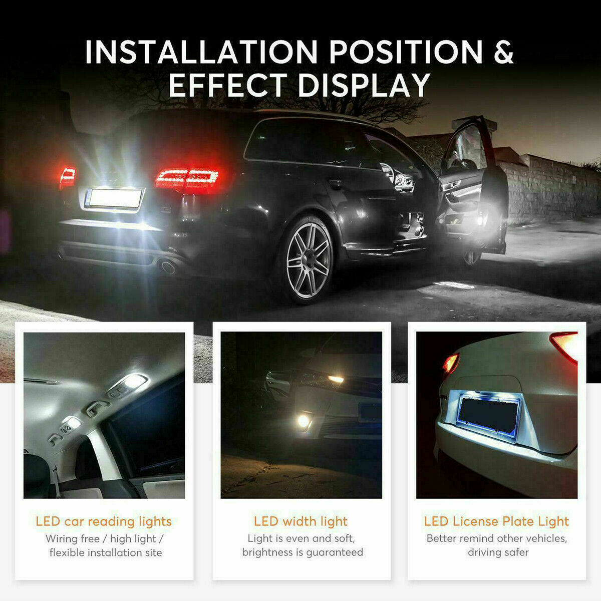 28Pcs Car Interior LED Light For Dome Map License Plate Lamp Bulbs Accessories