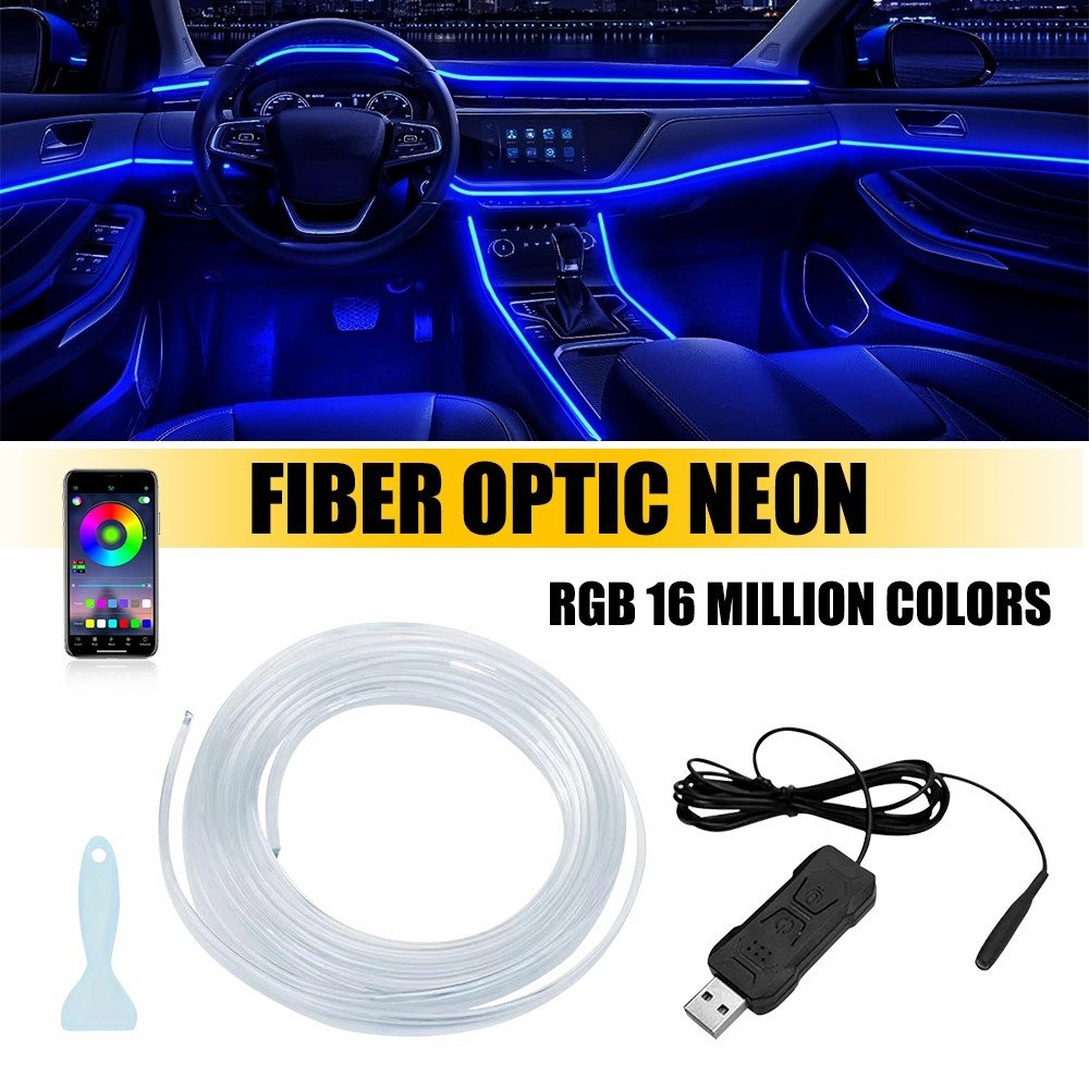 Car Interior RGB Neon Running Atmosphere Party Light Strip Ambient Lighting 5M C