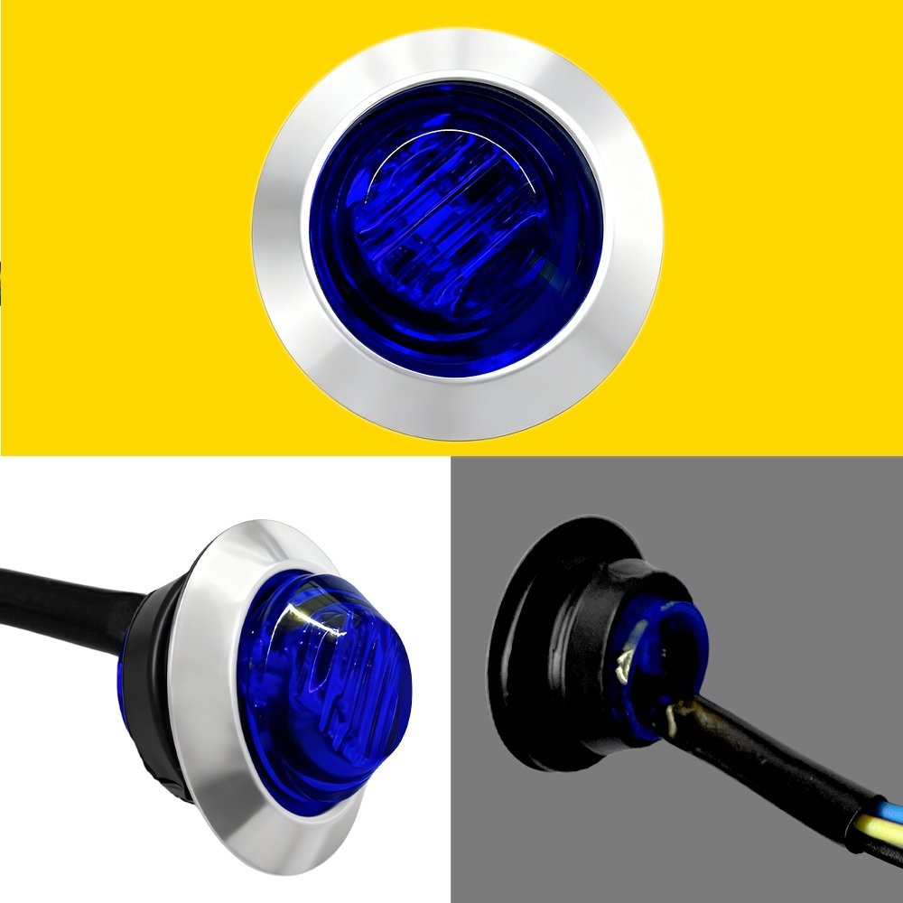 20X 3/4″ Inch Blue LED Dual Strobe Steady Marker Lights 12V Waterproof IP67 EPY