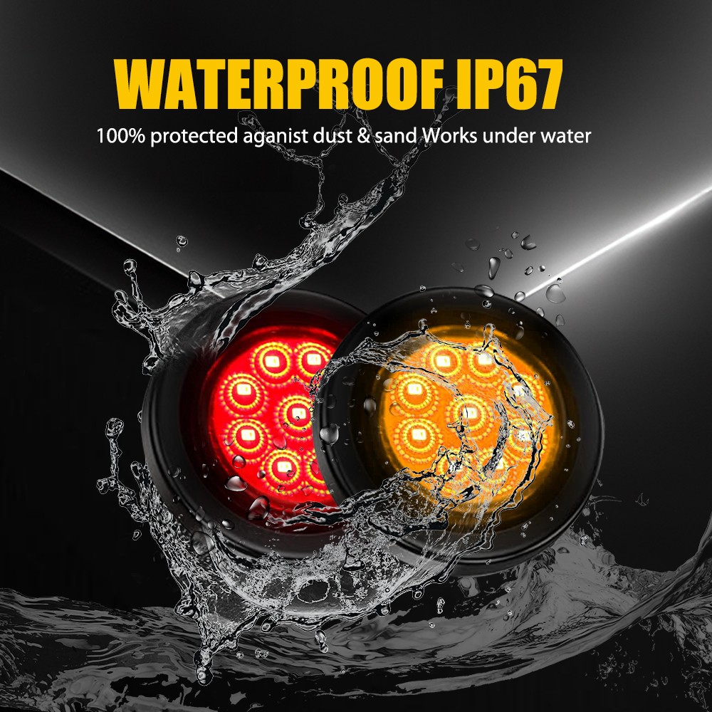 5/10x Red Amber 2″ Inch Round LED Truck Trailer RV Side Marker Clearance Lights