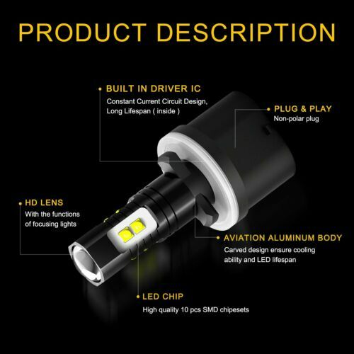 2x Pair 880 899 LED Headlight Bulbs Kit Fog Driving Light Bulb 6000K Super White