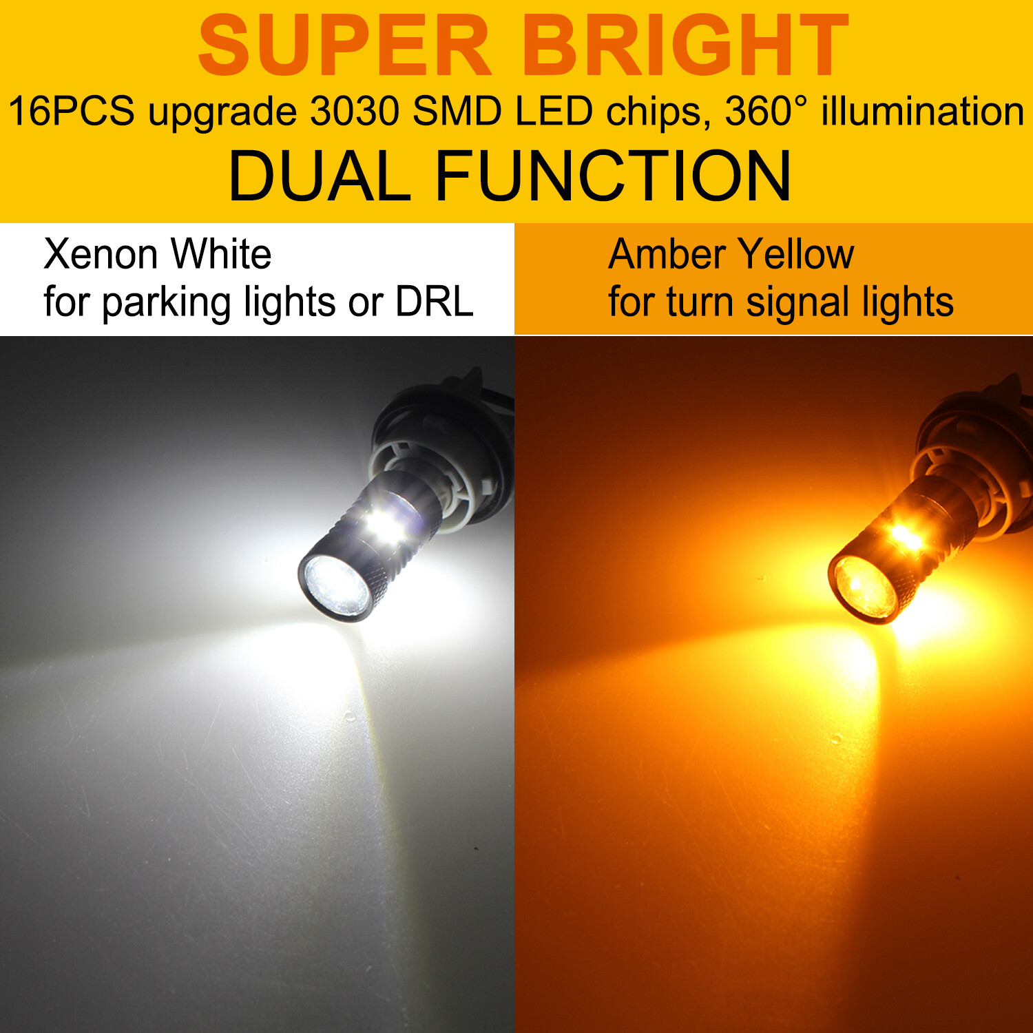 2X 16-SMD Switchback LED Front Turn Signal Light DRL Bulbs For Chevy C1500/K1500