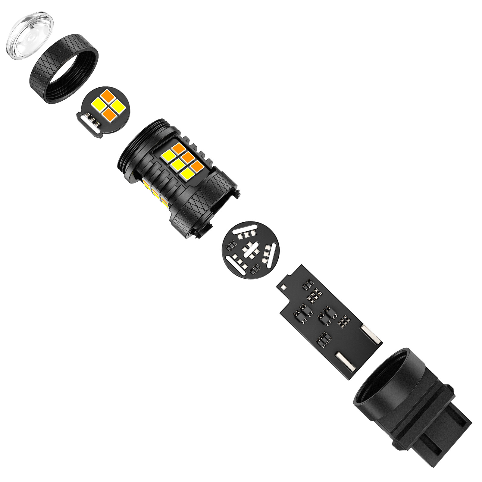 AUXBEAM 3157 Switchback LED Turn Signal Lights Anti Hyper Flash WHITE AMBER 2x