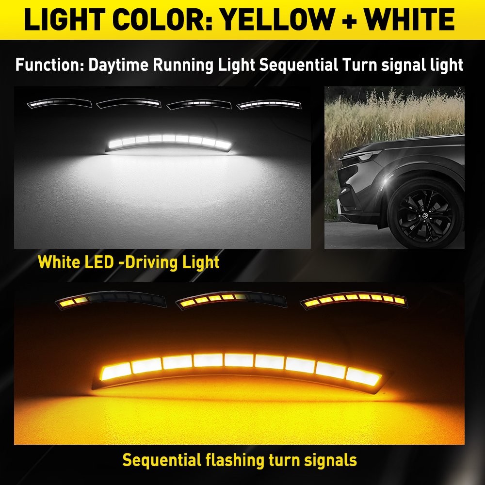 Daytime Running Light Side LED Smoked For Honda CR-V 2023 2024 Amber White 2-20X
