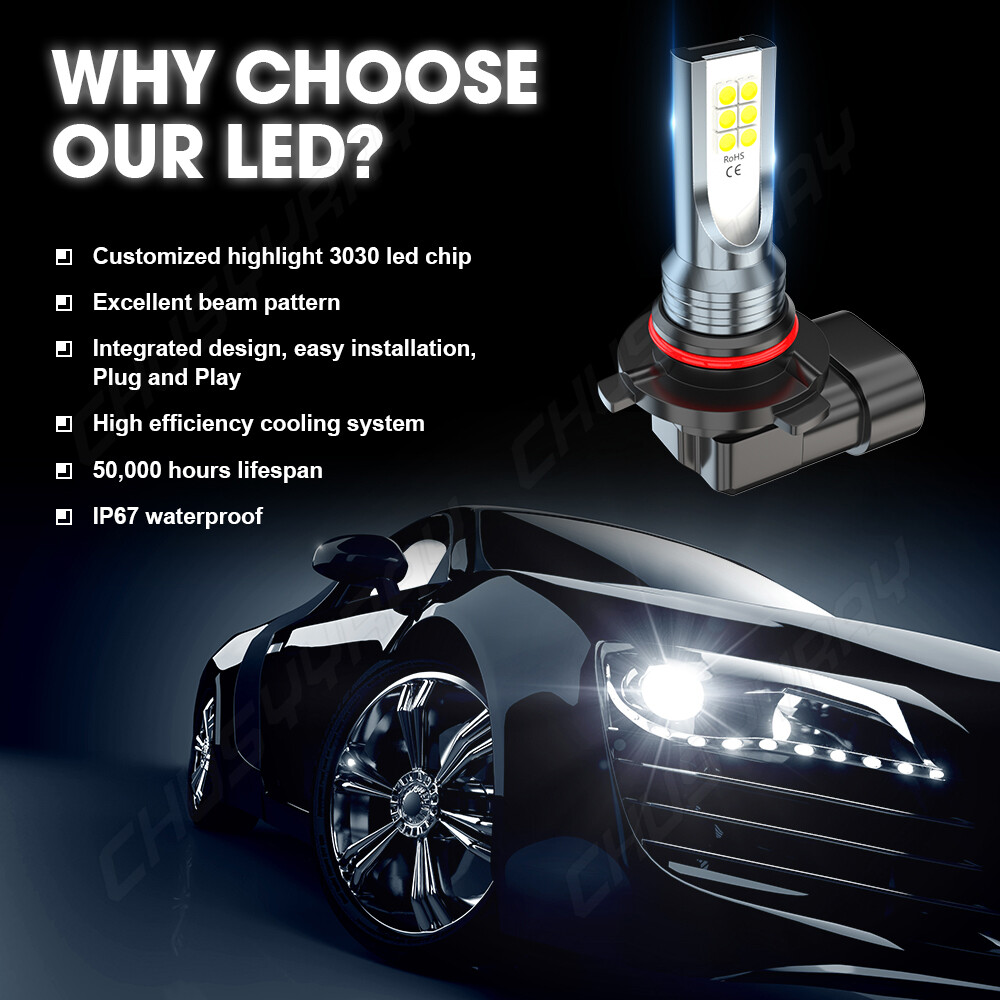 Combo 6000K White 9005+H11 LED Headlight Bulbs High&Low Beam Kit 120W 16000LM