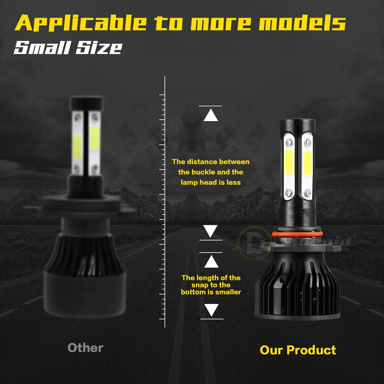 Pair 4-sides LED Headlight Kit 9005 HB3 H10 9140 9145 2400W 6000K 360000LM Bulbs
