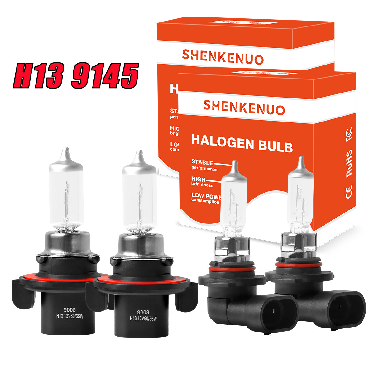 9008 9145 Halogen Headlight Bulbs Kit High/Low Beam Super Bright 3400K White