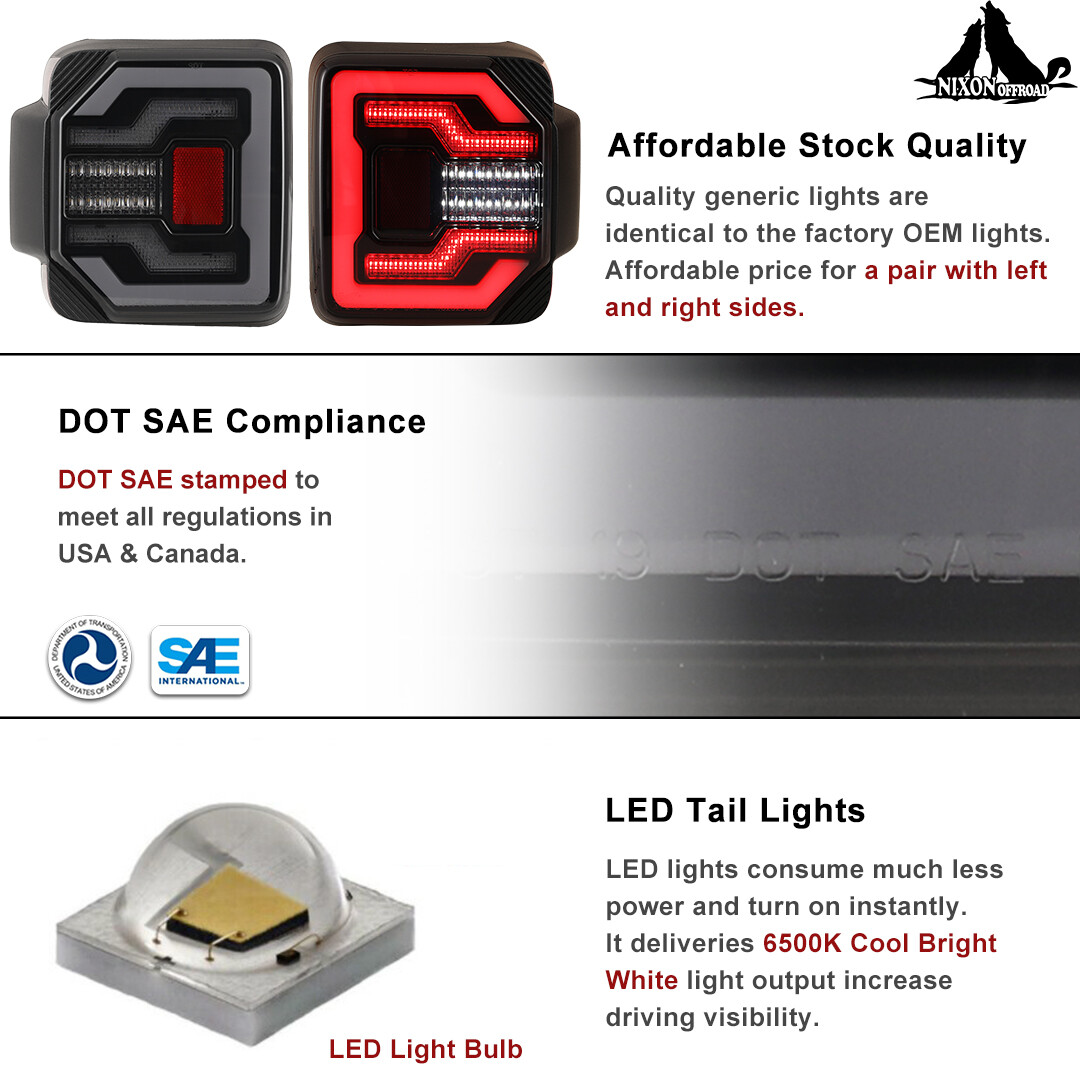 For 2018+ Jeep Wrangler JL & JLU LED Sequential Tail Lights Black/Smoke Len PAIR