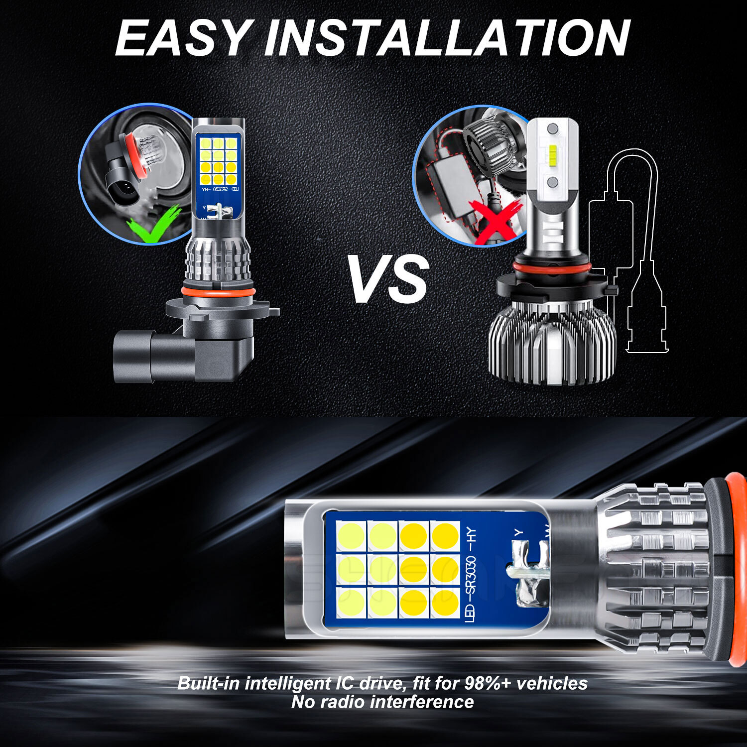 2x Dual Color Switchback White Yellow LED 9005 HB3 9006 HB4 Fog Light Bulbs US