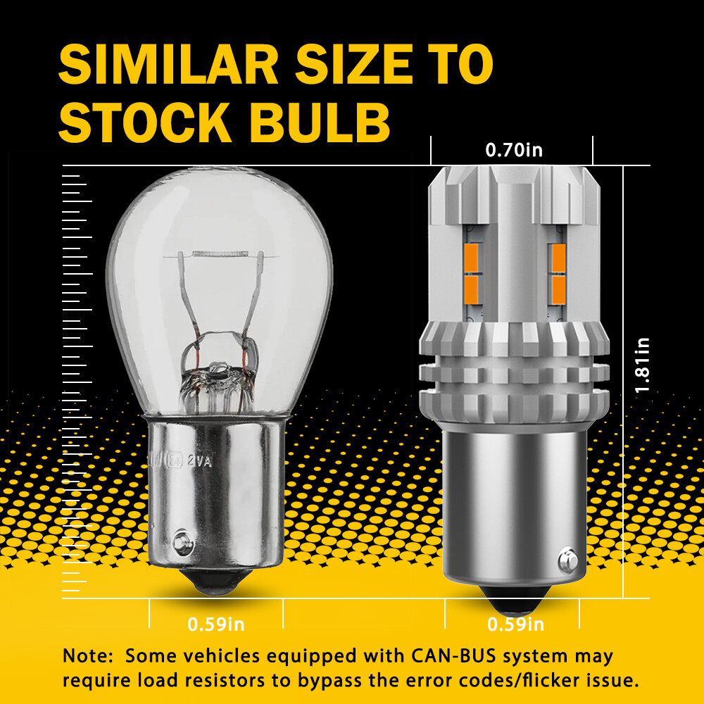 2X CANBUS BAU15S 7507 PY21W 1156PY Amber Yellow LED Turn Signal Light Globe Bulb