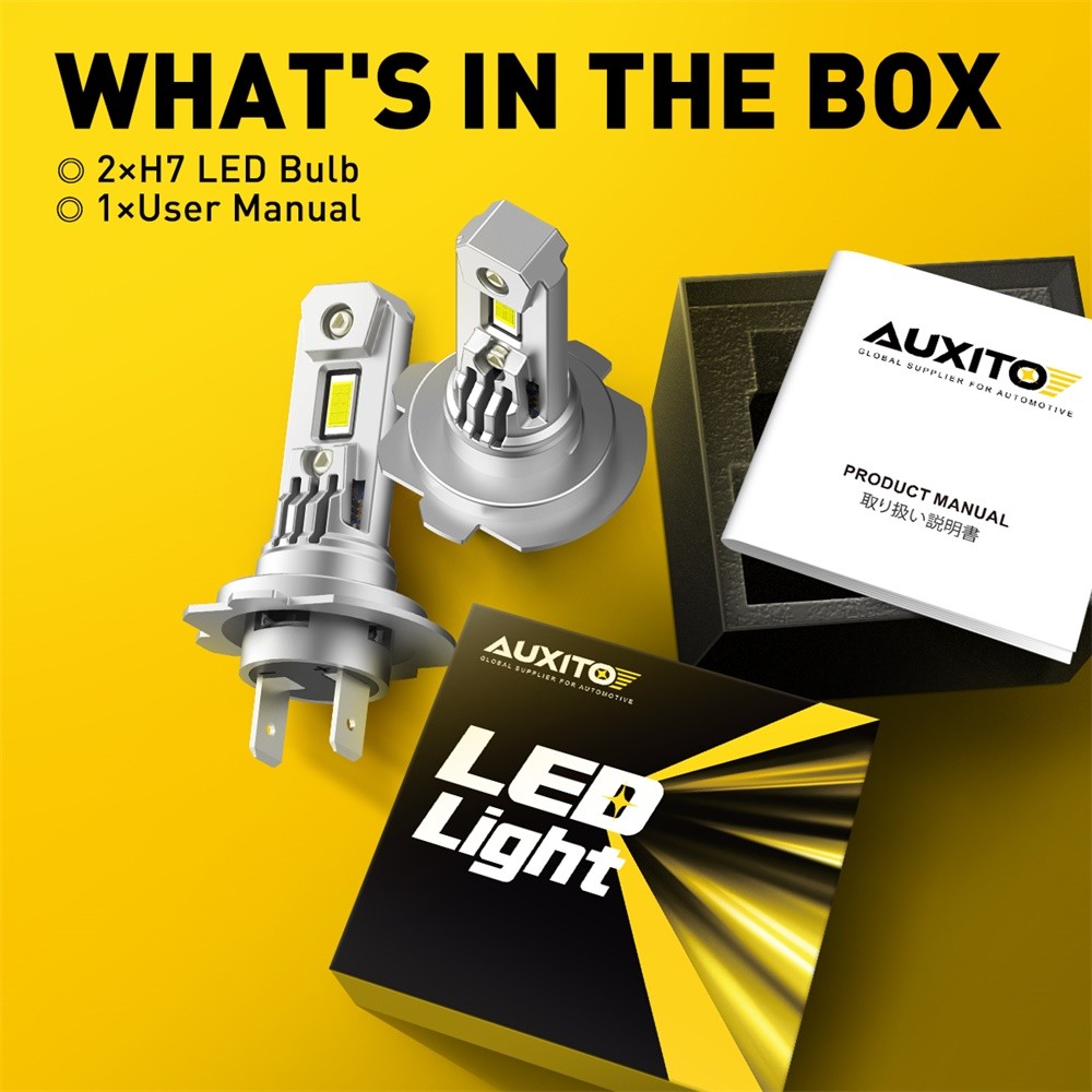 AUXITO 2PCS Super Bright H7 LED Headlight Kit High Low Beam Bulbs 30000LM 6500K