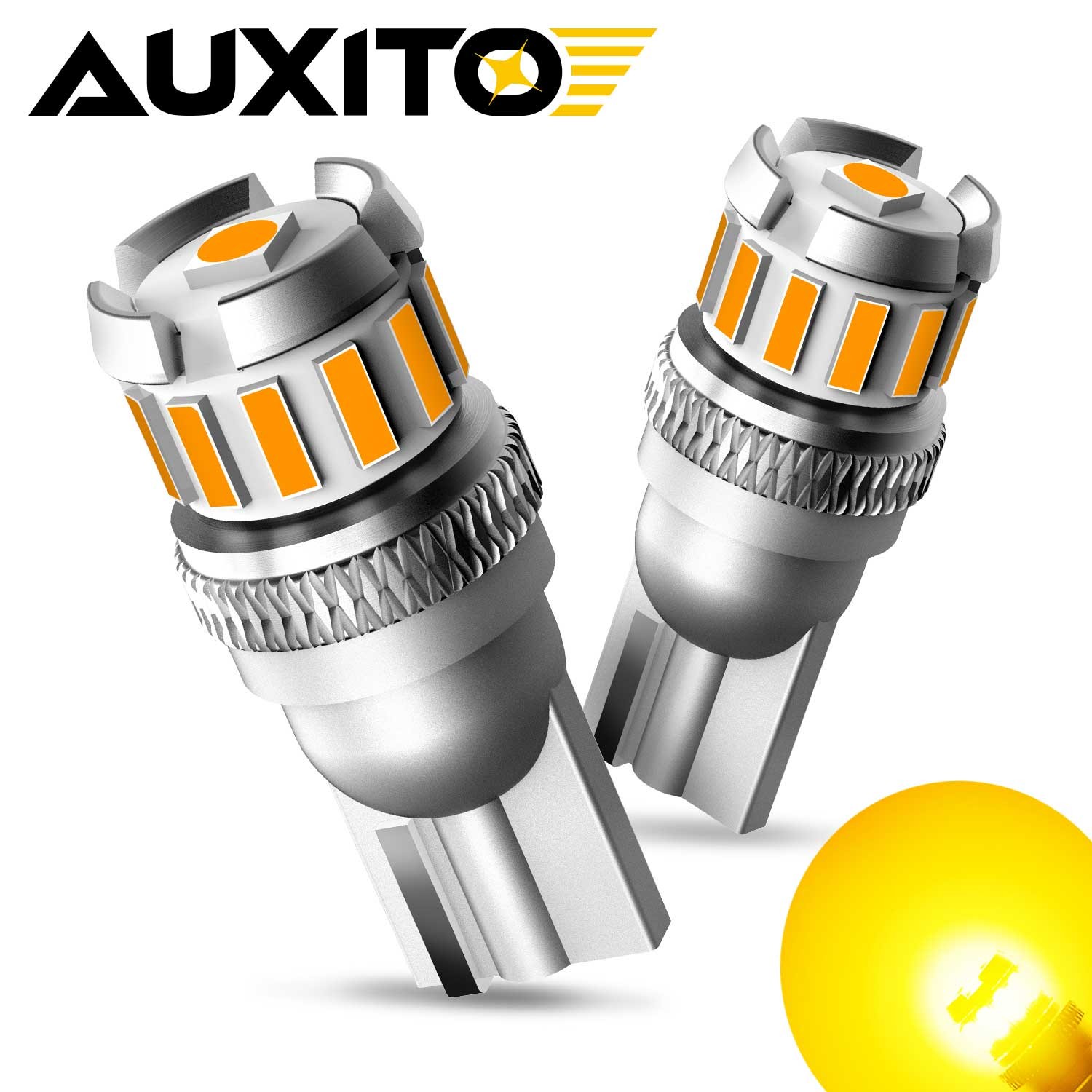 AUXITO NEW 13CHIPS 2pcs LED T10 194 168 W5W Side Marker Light Bulb 3000K Amber L