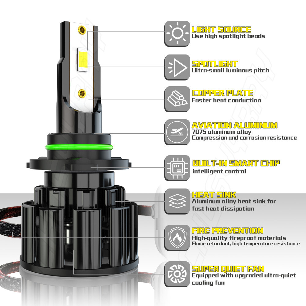 6000K LED Headlight Bulbs High&Low Lights For Honda Civic Sedan 4-Door 2004-2015