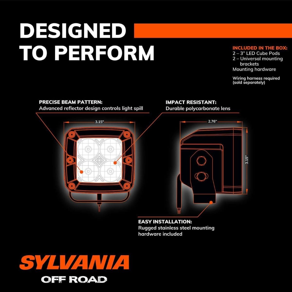 SYLVANIA – Ultra 3 Inch Cube LED Light Pod – Lifetime Limited Warranty – Spot