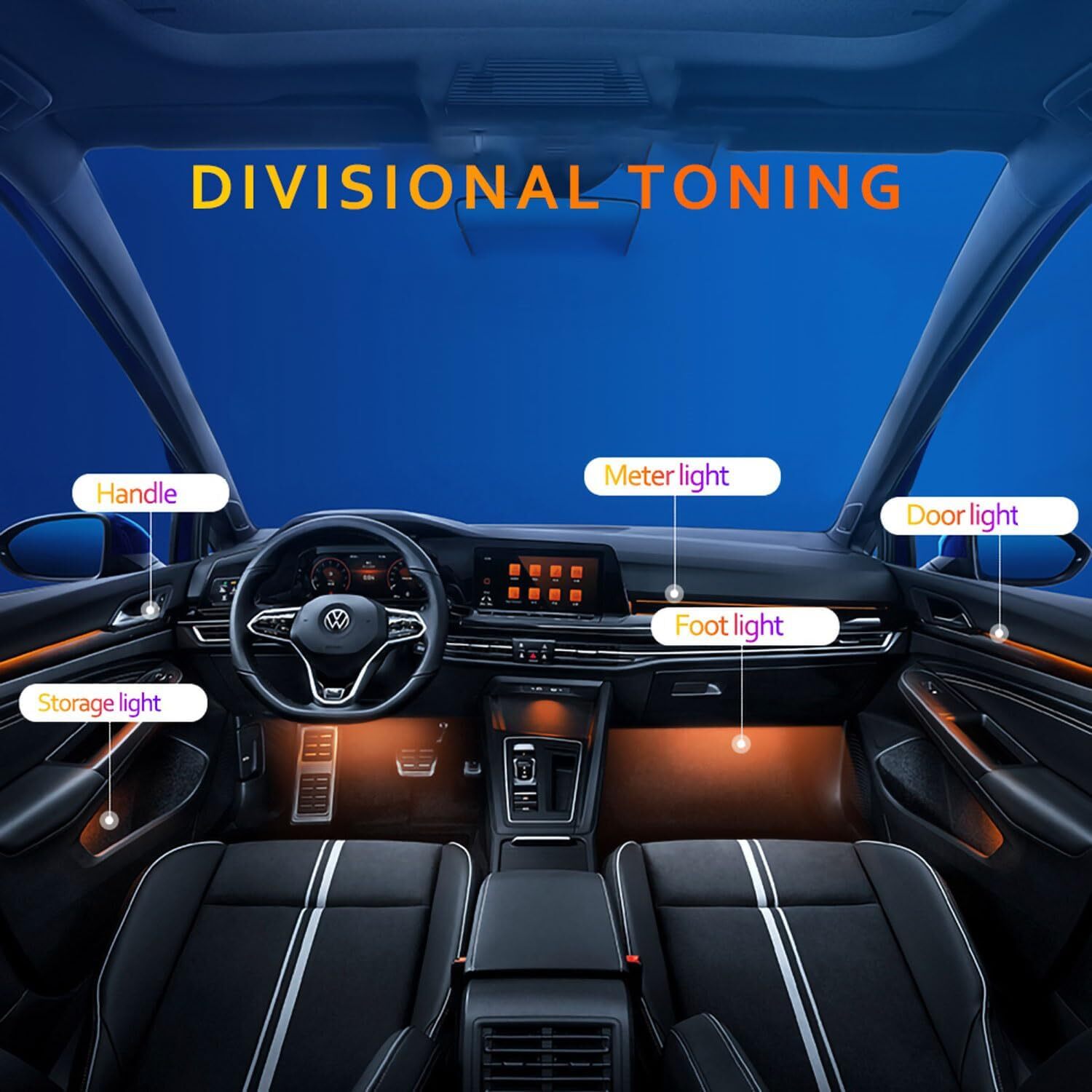 18-in-1 64 Colorful Symphony Car Ambient Interior LED Strip Lights APP Control