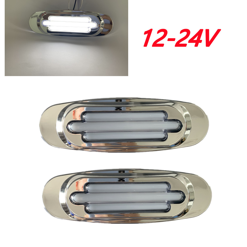 2PCS White16-LED Trailer Side Marker And Turn Signal Lights Sealed DC 12-24V