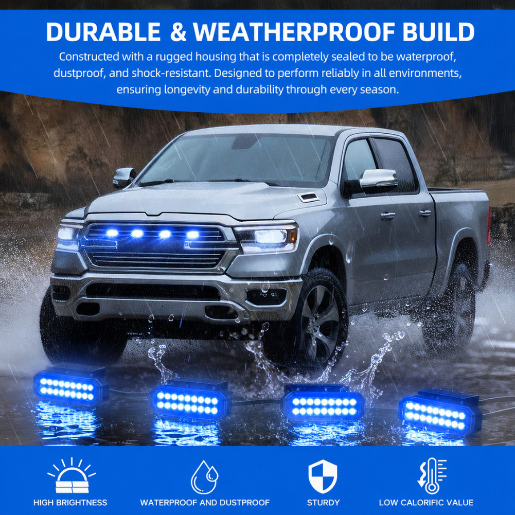 Blue LED Smoked Raptor Style Front Grille Marker Light For Ford Ranger