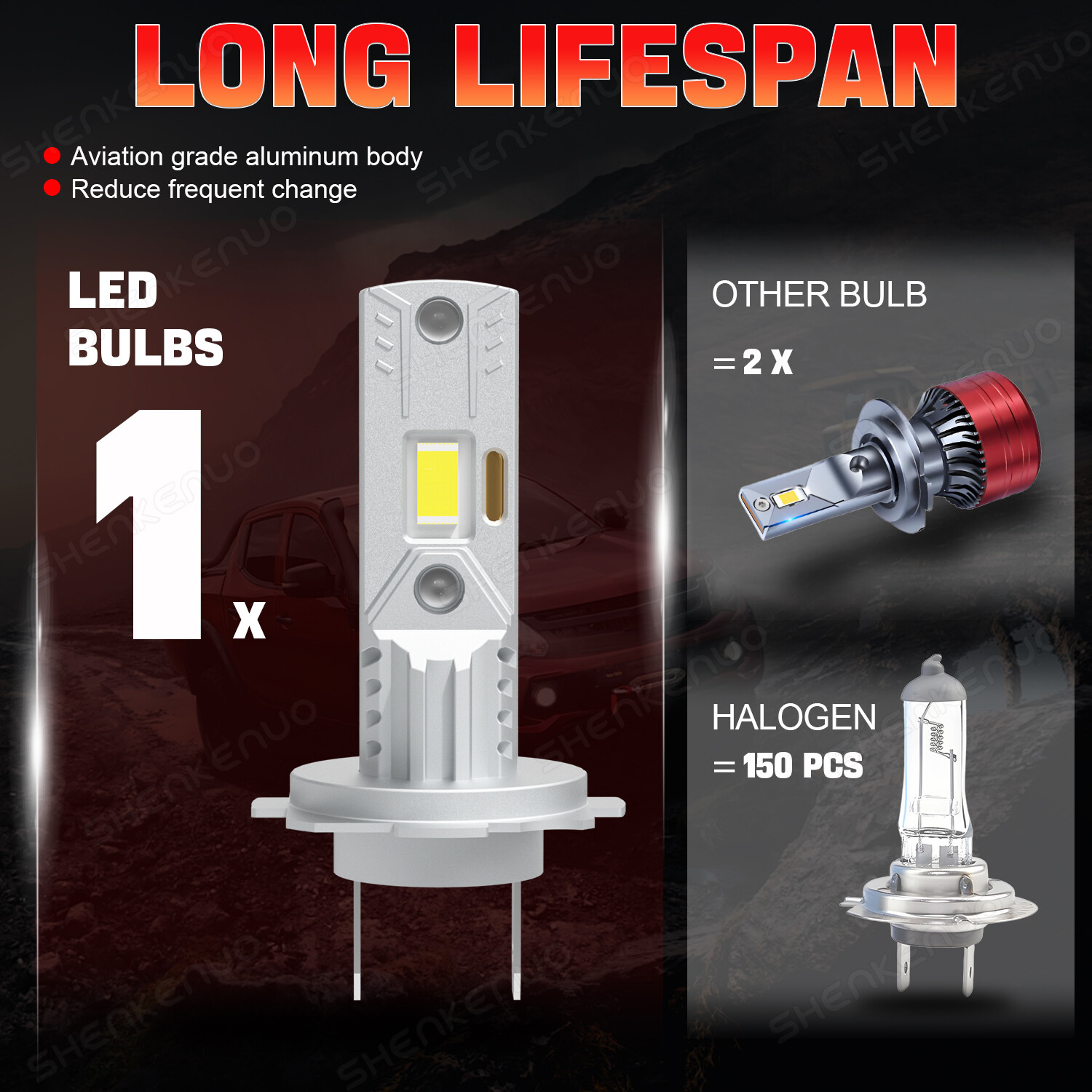 White LED Headlights High&Low Beam Light Bulbs H7 H11 For Hyundai Santa Fe 13-16