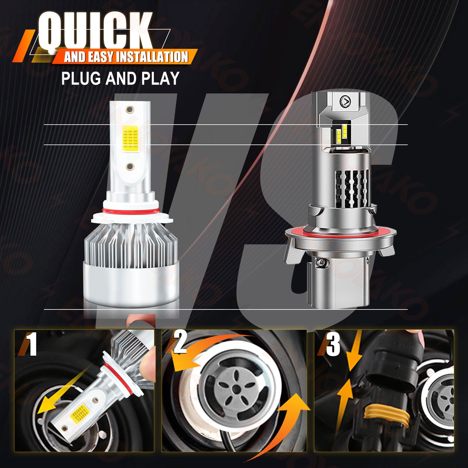 For Buick Encore 2013-2020 9005 H11 H11 LED Headlight Hi/Low Beam+Fog Light Bulb