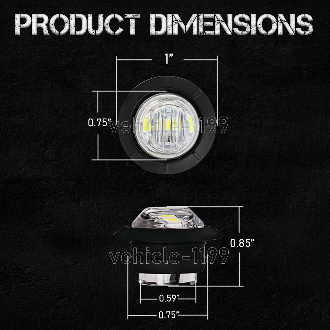 20x 3/4″ Clear White LED Side Marker Lights Round 12V Truck Trailer Bullet Light