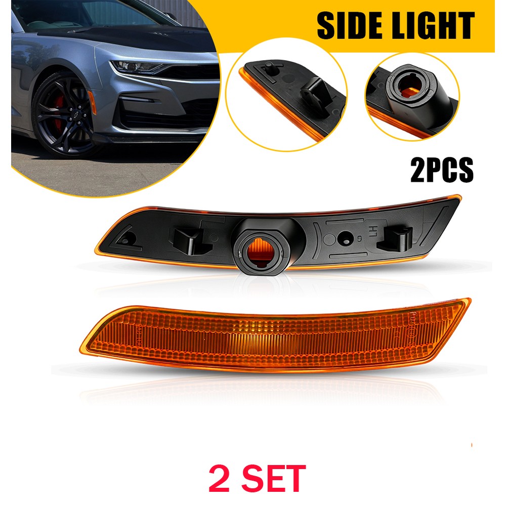 LED Side Marker Light Housings 4PCS Fits 2016-23 Chevrolet Camaro Amber 23169181