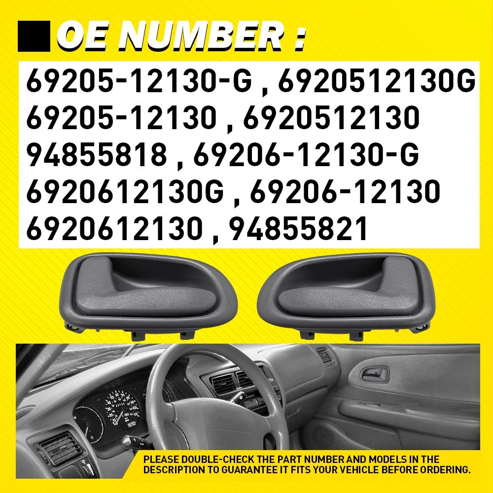 Gray Inner Door Handle For 1993-97 Toyota Corolla Prizm Set Front & Rear 1-5SET