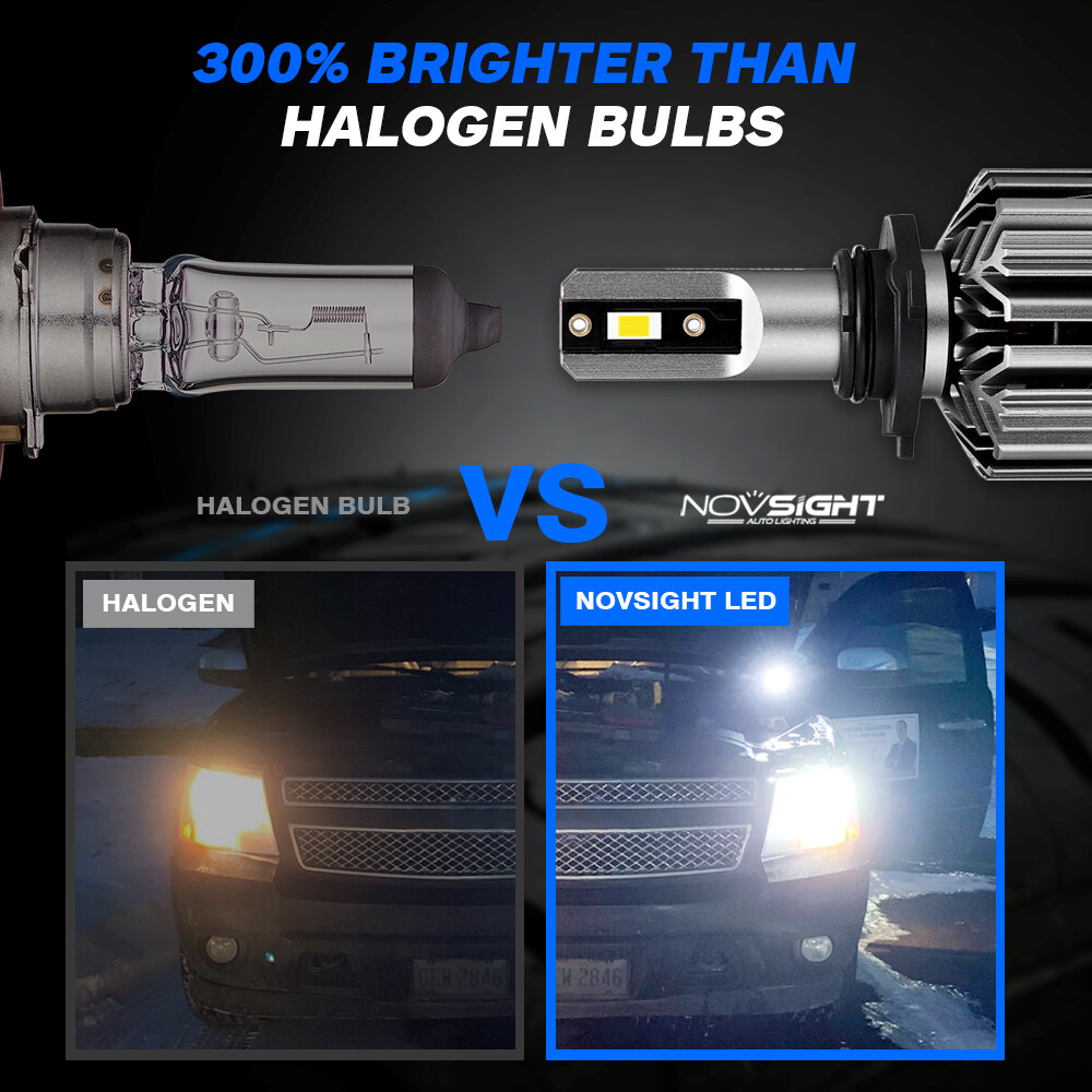 NOVSIGHT 2x 9005 LED Headlights Bulbs High Low Beam 6500K White 12000LM 60W Lamp