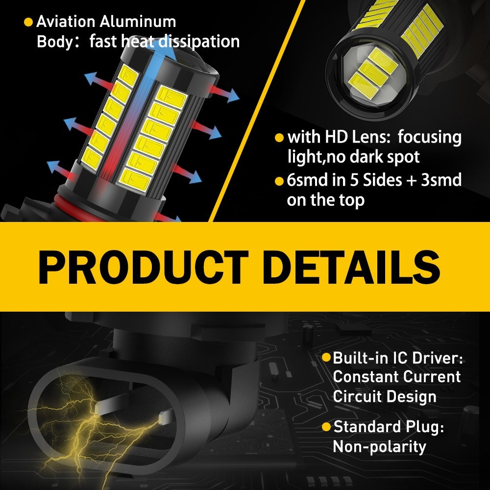 AUXITO 9006 LED HB4 Headlight Kit Bulbs Light Head Replace Lamp Globes White 2x