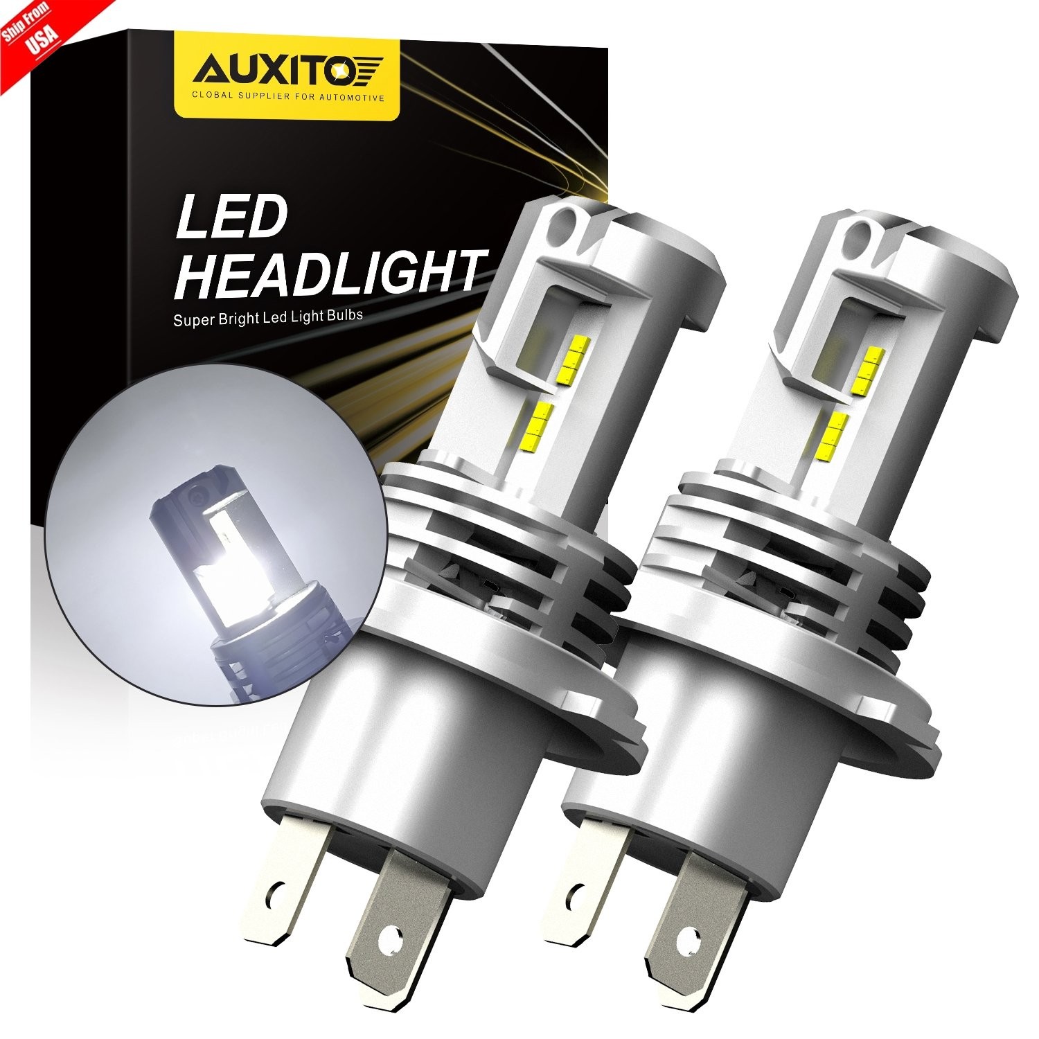 2PC 9003 HB2 H4 High Low Beam 60W LED Headlight Bulbs 24000LM 6500K Super Bright
