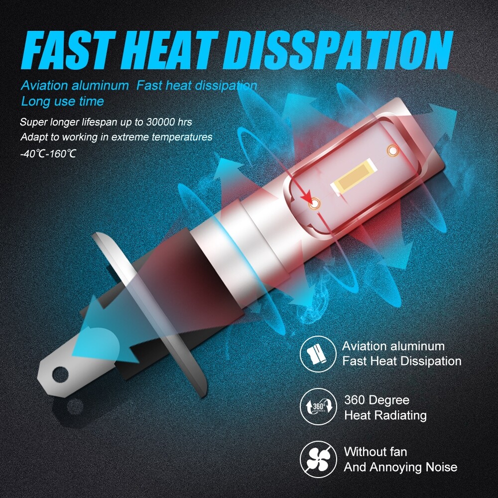 2PCS H1 6000K Super White 100W 8000LM LED Headlight Bulbs Kit Fog Driving Light