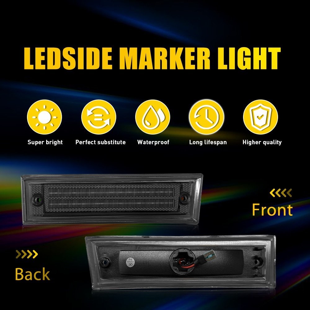 4PC Front Signal Side Marker Lights Smoke For 1981-91 GMC Chevy Pickup Truck EOA