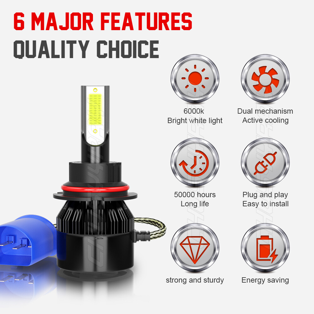 HB5 9007 LED Headlights 12000LM LED Light Bulbs Kit High / Low Beam Super Bright