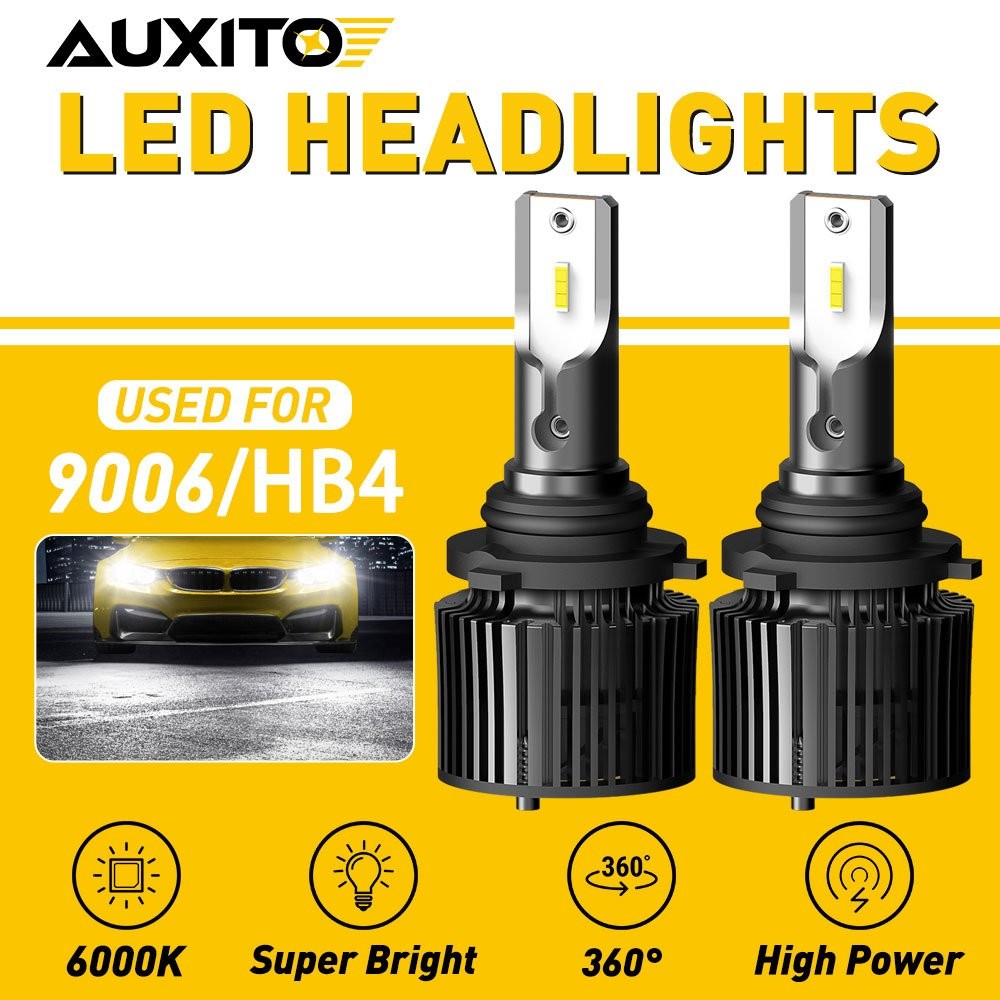 Pair 9006 HB4 50W 16000LM LED Headlight Kit Bulbs 6000K Car High Low Beam Lamps